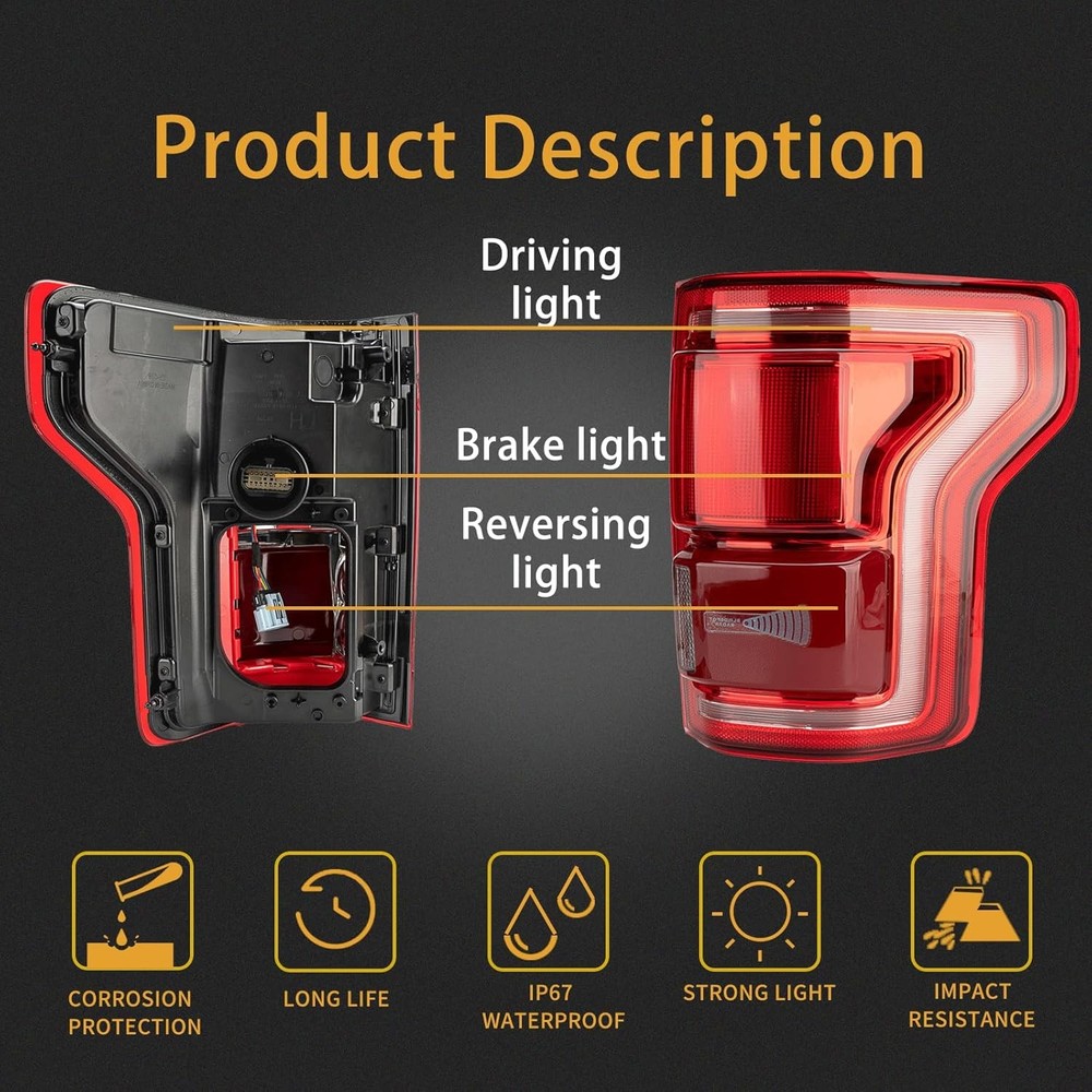 Tail Light Assembly Compatible With 2015-2017 Ford F150 Right Passenger Side LED