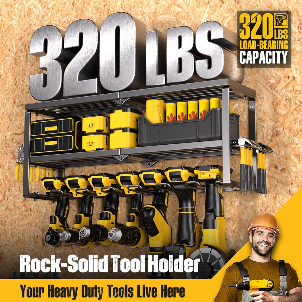 Power Tool Organizer for Tool Storage, Drill Holder Wall Mount with Screwdriver