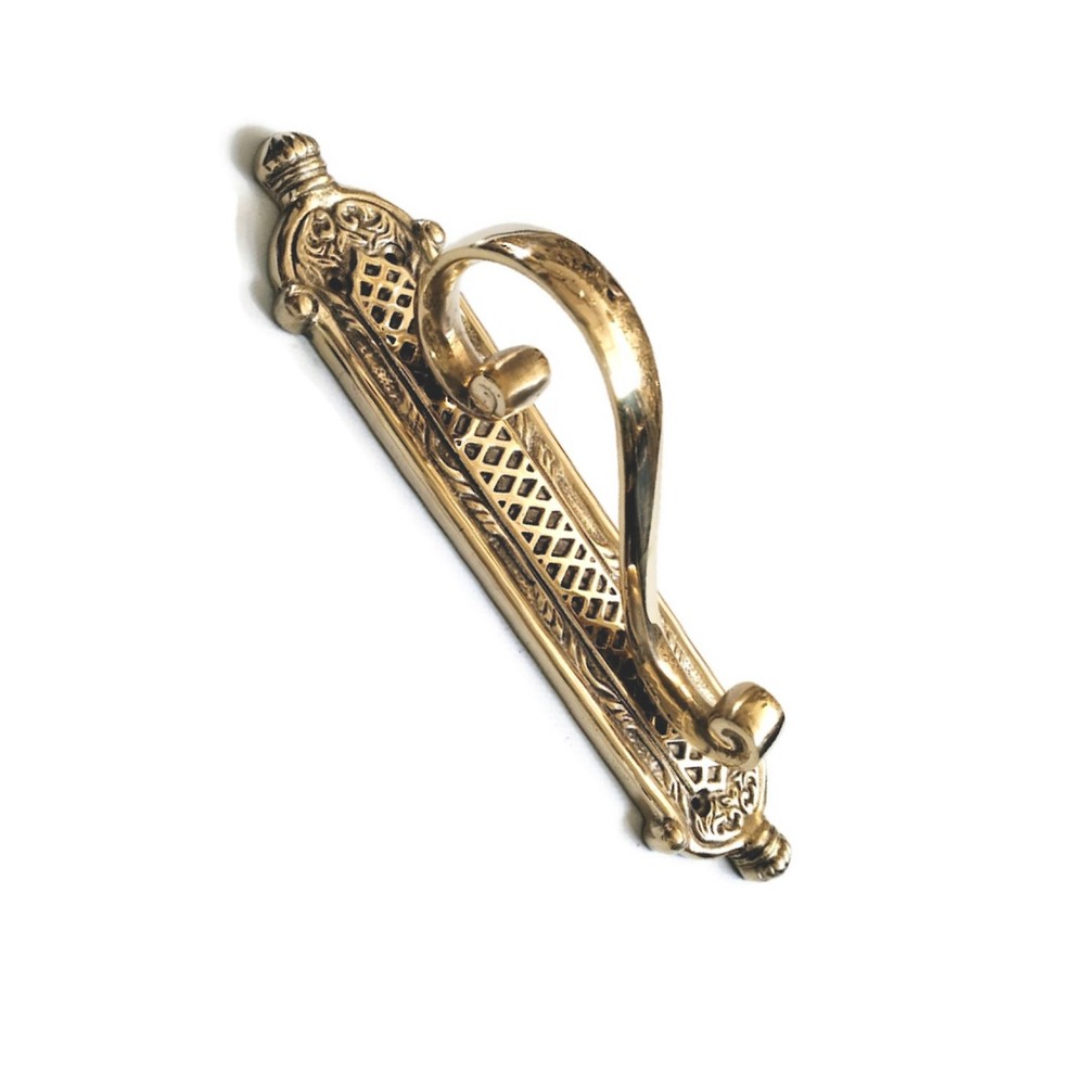 2 cast victorian large DOOR handle pull very heavy solid brass GRAB 11.1/2" inch