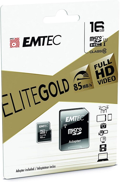 EMTEC Micro SDHC 16gb Class 10 Gold Plus with Adapter