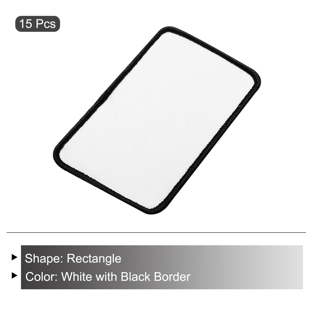 15pcs Sublimation Patch Blank Rectangle White with Black Border