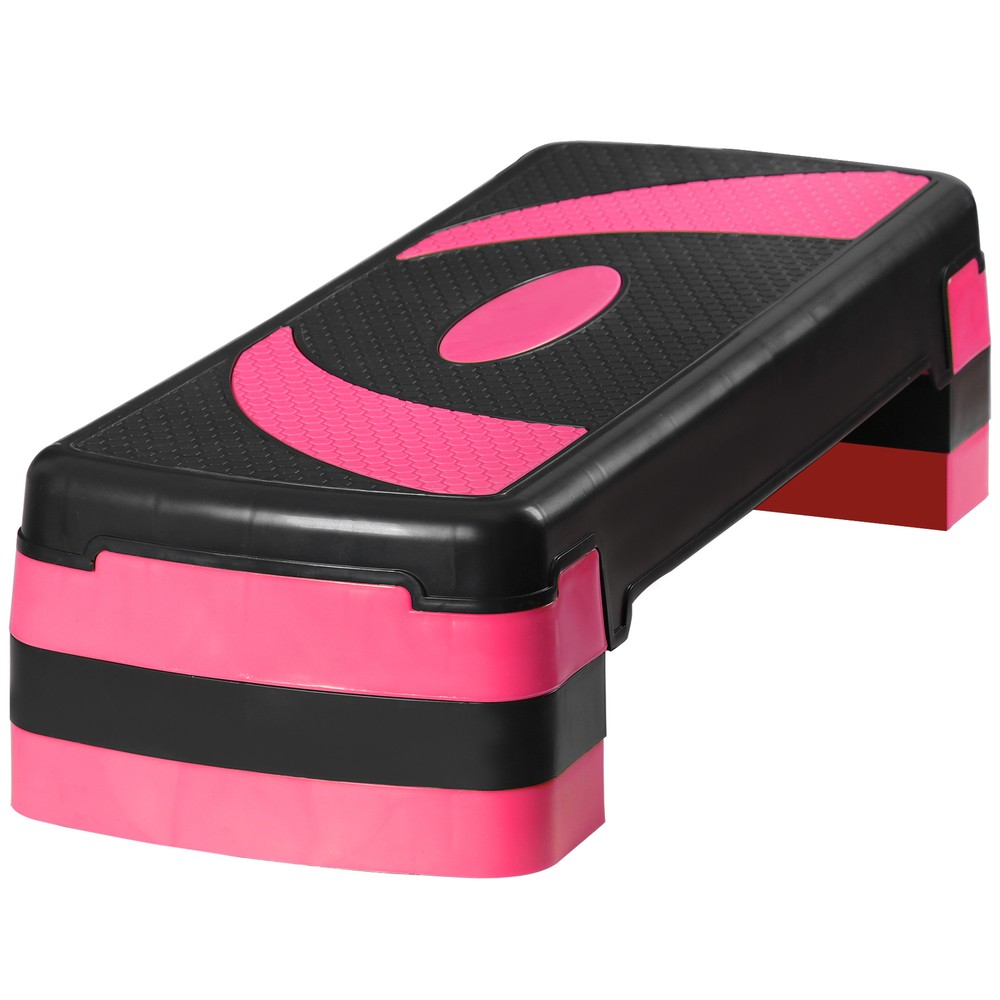 Fitness Compact Aerobic Step Platform 30'' Exercise Step with 4 Risers Pink