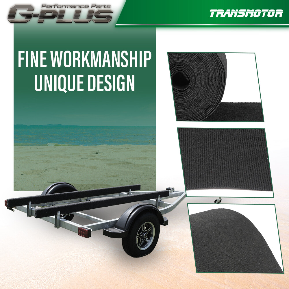 18" x 50' Ribbed Bunk Carpet / Marine Boat Trailer Runners / Outdoor - Black NEW