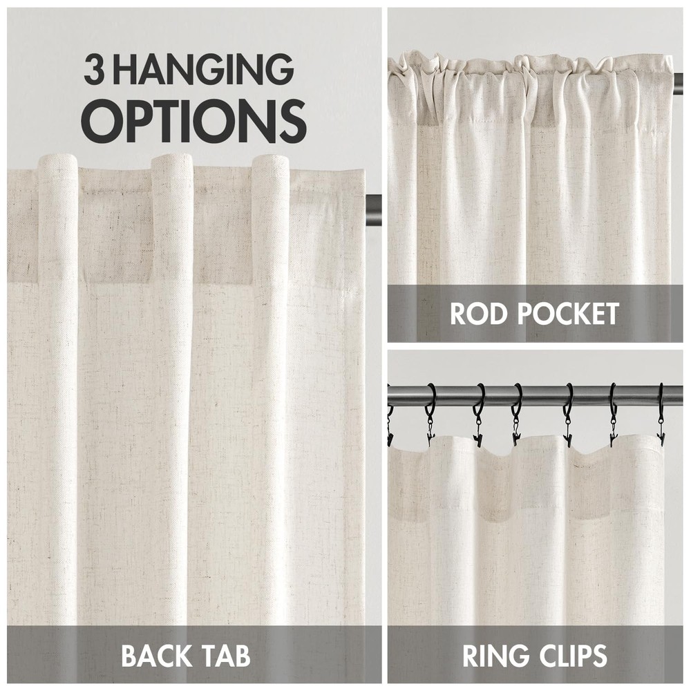 MIULEE NonSeeThrough Privacy Linen Curtains 2 Panels, Light Filtering Window ...