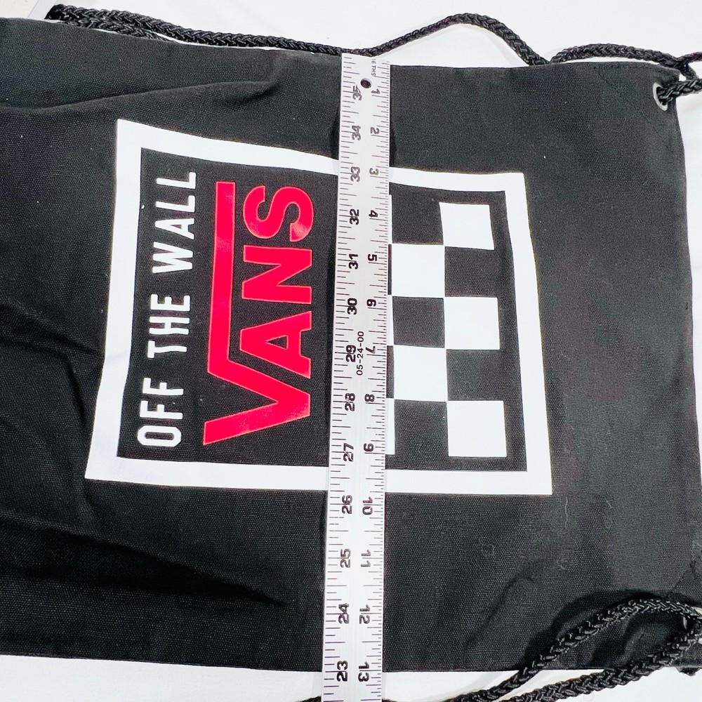 Vans Bench Bag Backpack Black Red White Classic Logo Drawstrings Closure