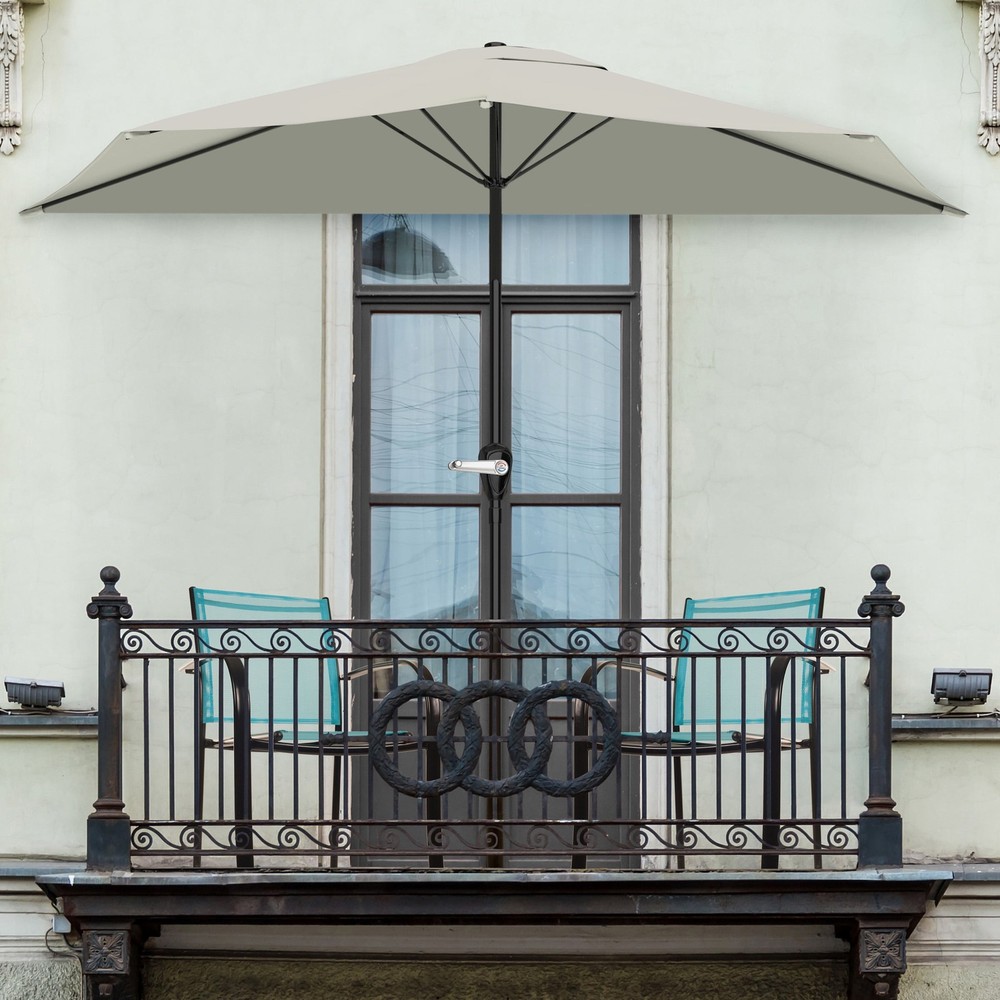 9ft Half Umbrella for Balcony, Porch, or Deck, Tan