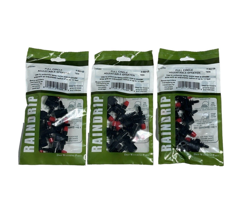 (3) A180010B Full Circle Adjustable Sprayer RainDrip Drip Irrigation for Garden