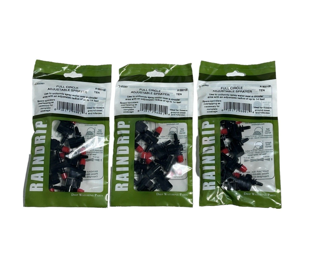 (3) A180010B Full Circle Adjustable Sprayer RainDrip Drip Irrigation for Garden