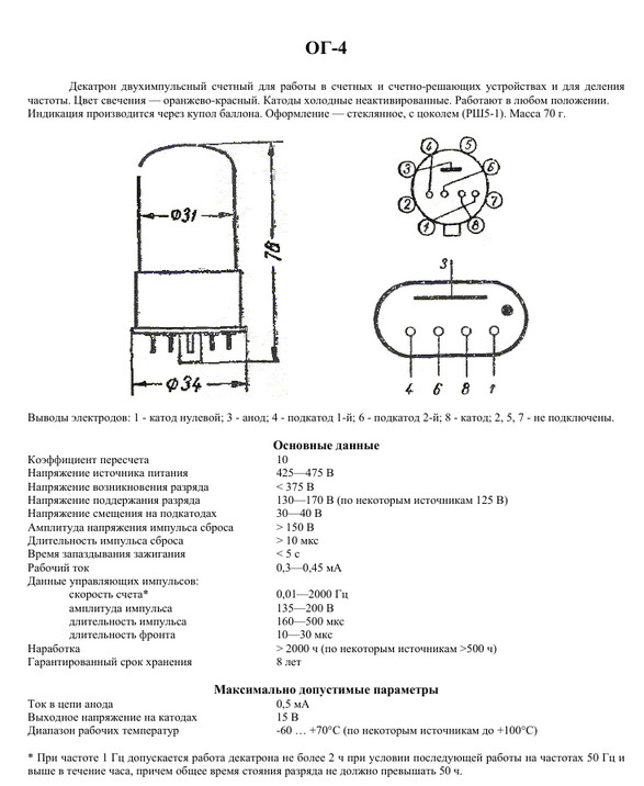 OG-4 OG4 Decatron Dekatron Counting Soviet Tube Indicator NEW NIB 70s