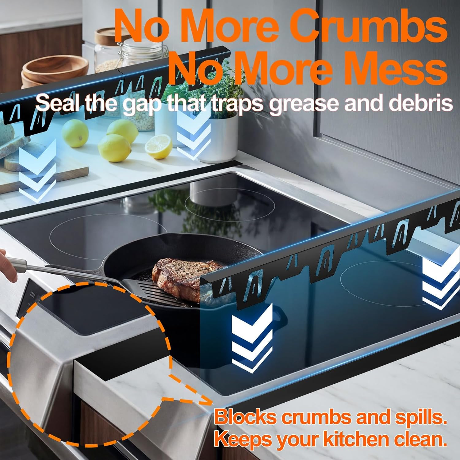 Stove Gap Covers Stainless Steel, 2 Pack Upgraded Stove Gap Filler for Gap Betwe