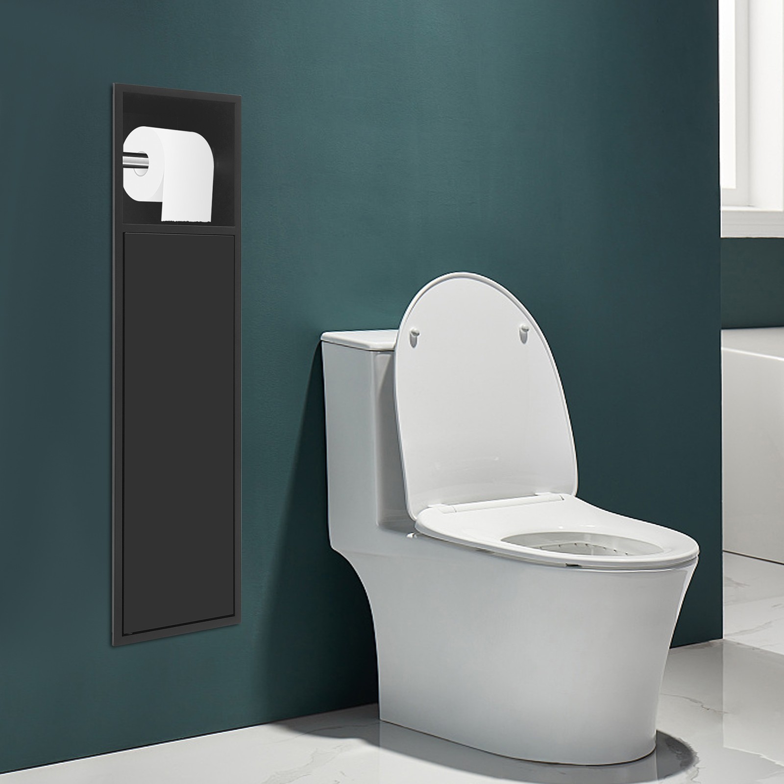 4-Tier 304 Stainless Steel Recessed Bathroom Niche W/ Toilet Paper Holder