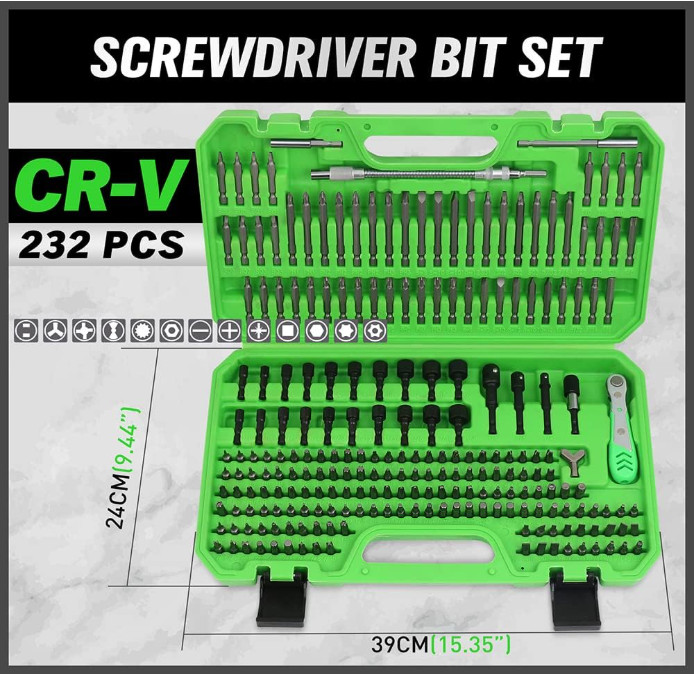 232PCS Ultimate Screwdriver Bit Set, Driver Bit Set Ratchet Wrench & Bits Holder