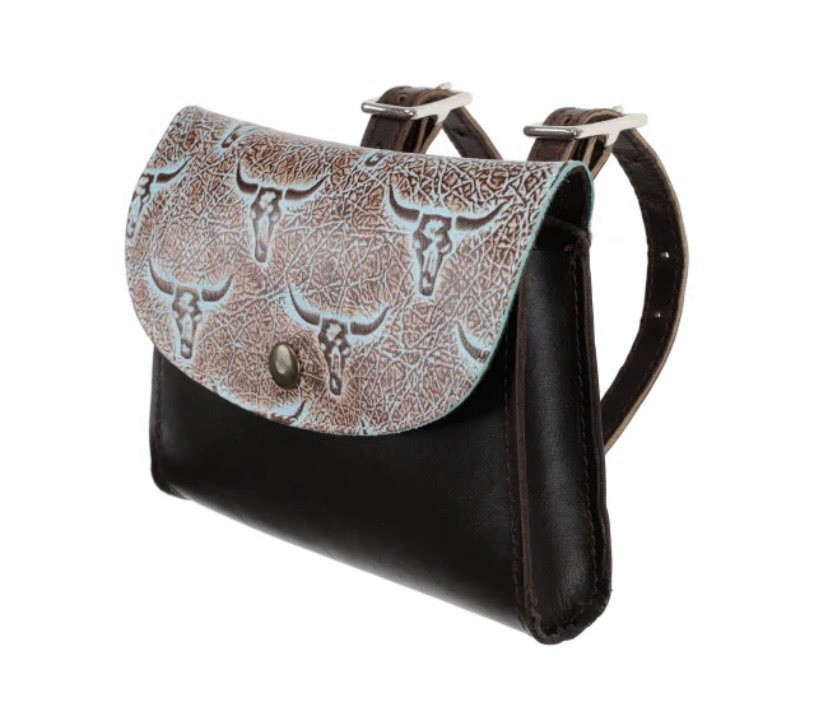Weathered Steer Leather Pommel Saddle Pouch / Bag