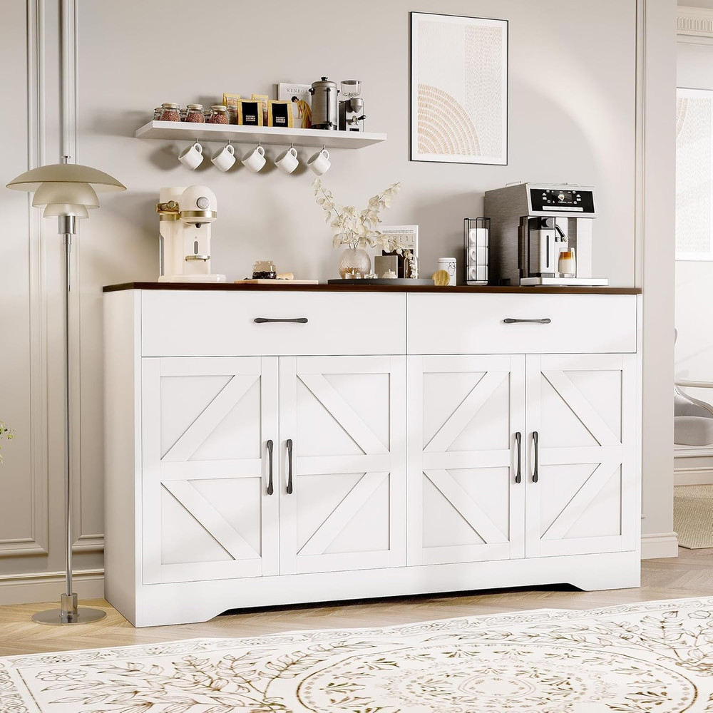 Sideboard Buffet Cabinet with Storage, 55.1" Large Kitchen Storage Sideboard wit
