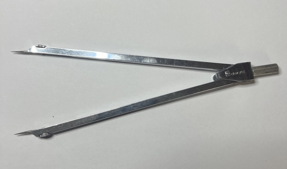 Vtg 7" CHARVOZ Drafting Divider Drafting Tool 11 2461 with Case