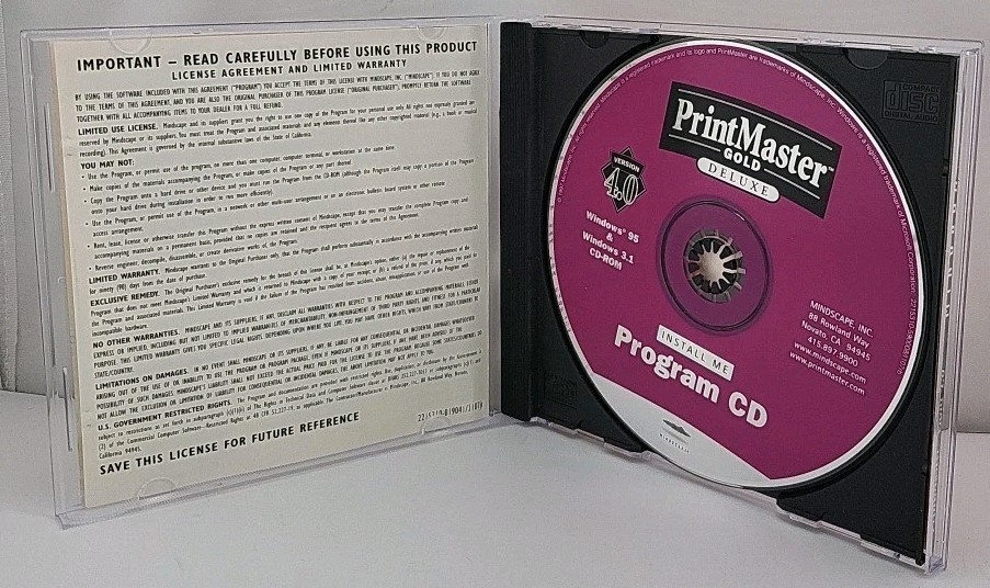 PrintMaster Gold Deluxe 4.0 Program CD