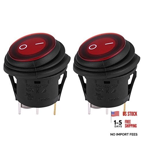 Rocker Switch 12/24V 3Pin Red LED Toggle Switch Waterproof Round Button