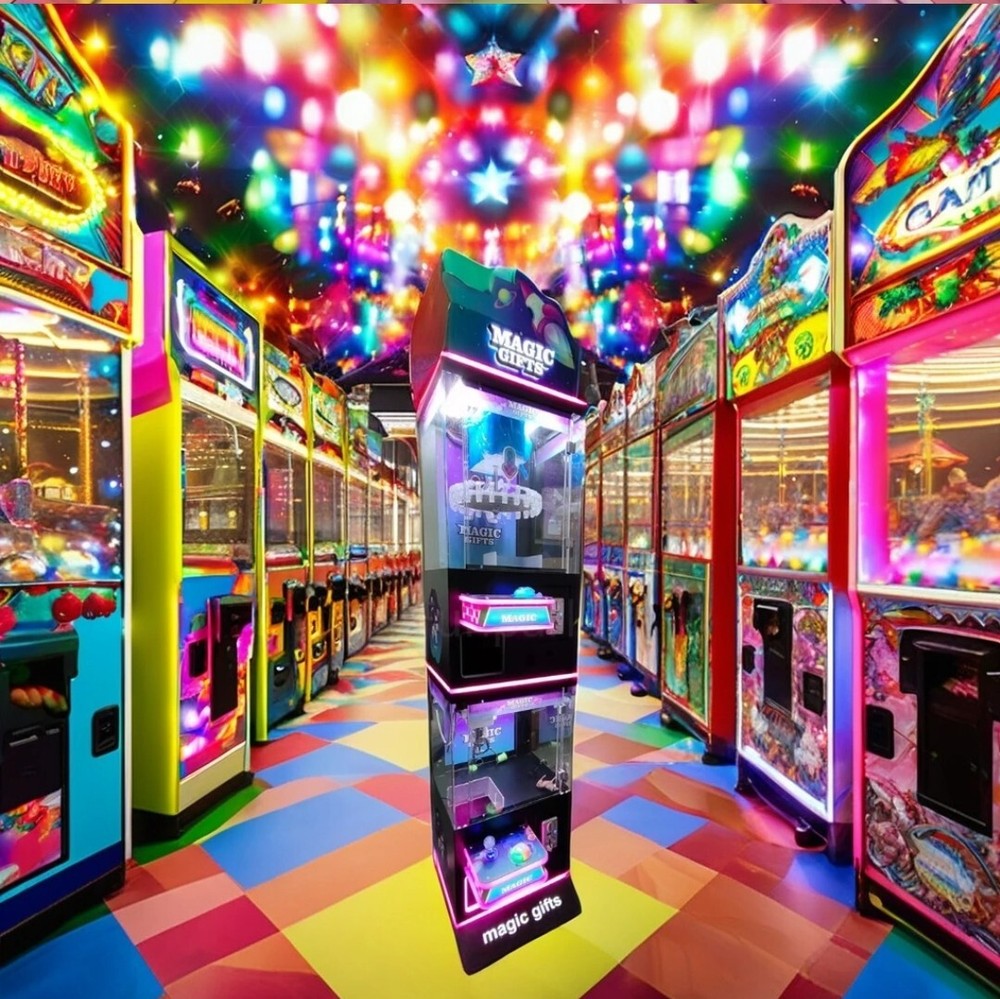 Mini Rotating Spinning 20 Clip Prize Skill Redemption Claw Machine Arcade Combo