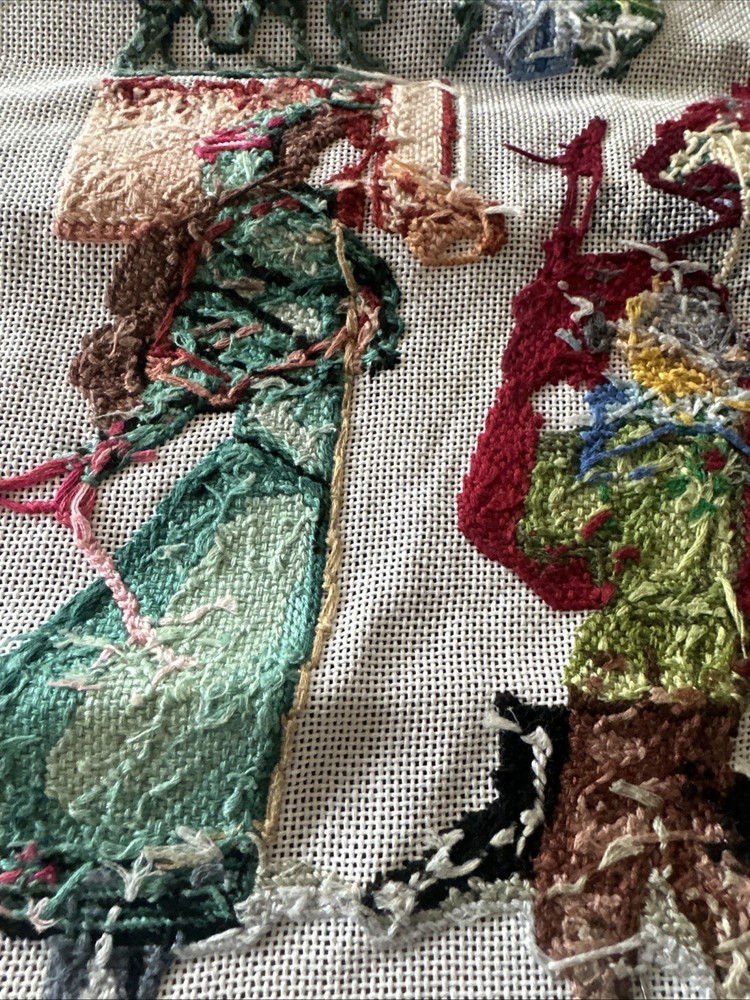 Edie Ginger Hand Painted Needlepoint Stocking CJ129 Victorian Scene Started #4