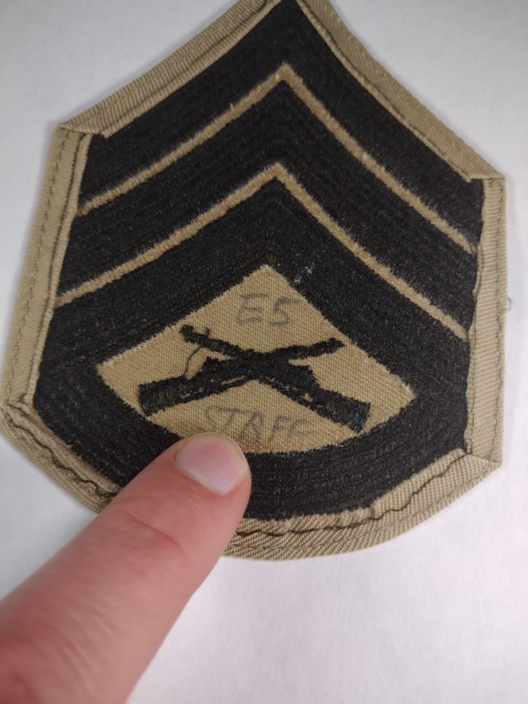 USMC Staff Sergeant E-6 Green on Khaki & Tan Embroidered Patch