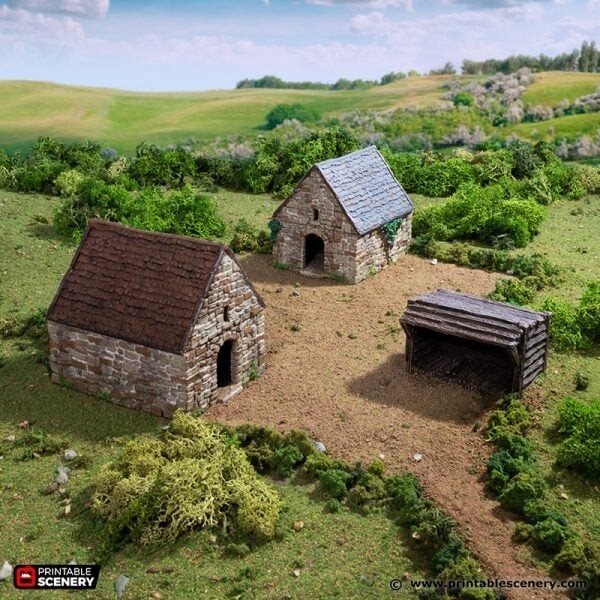 Small Rustic Barns FDM 3D Printed Tabletop Terrain Historical Game DND (28mm)