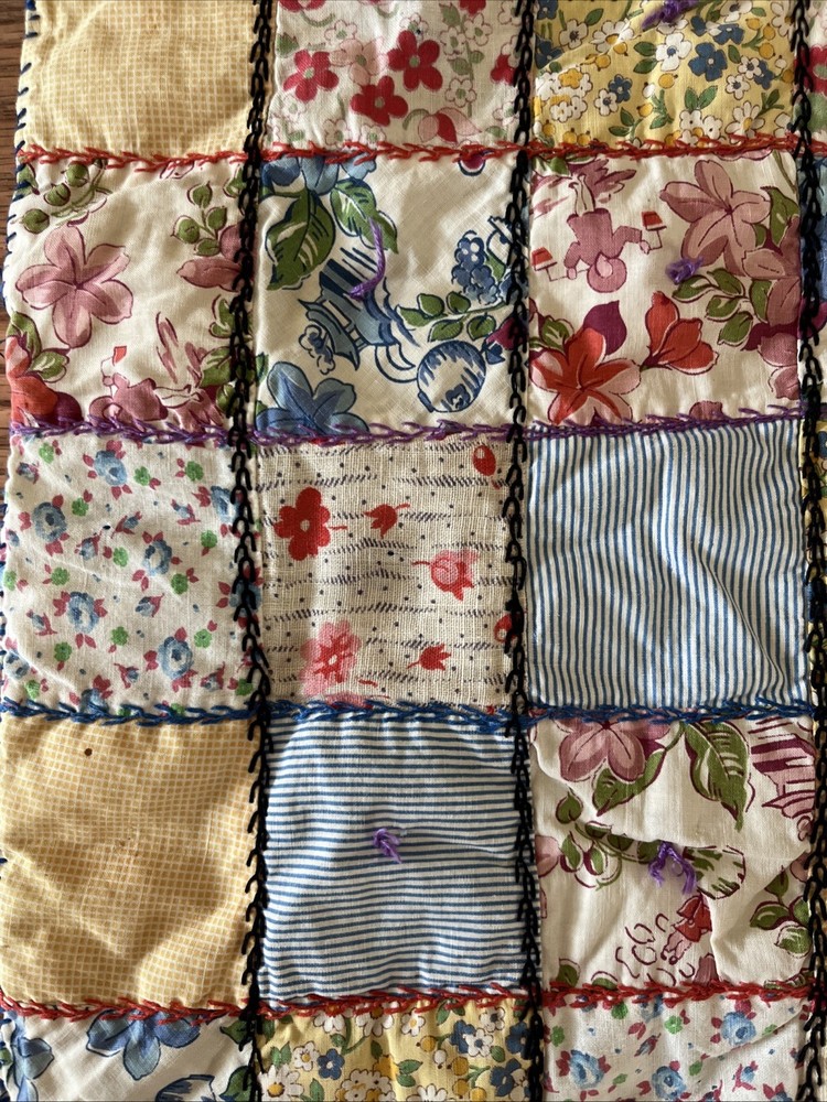 Home Made Patchwork Doll Quilt for baby doll Reversible