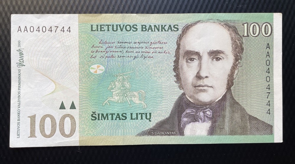 LITHUANIA 100 LITU 2000 P-62 CU Prefix AA