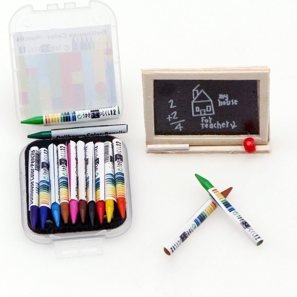 1/12 Scale Accessories Dollhouse Pencil Sets Including 12 Pieces Crayon,Mini ...