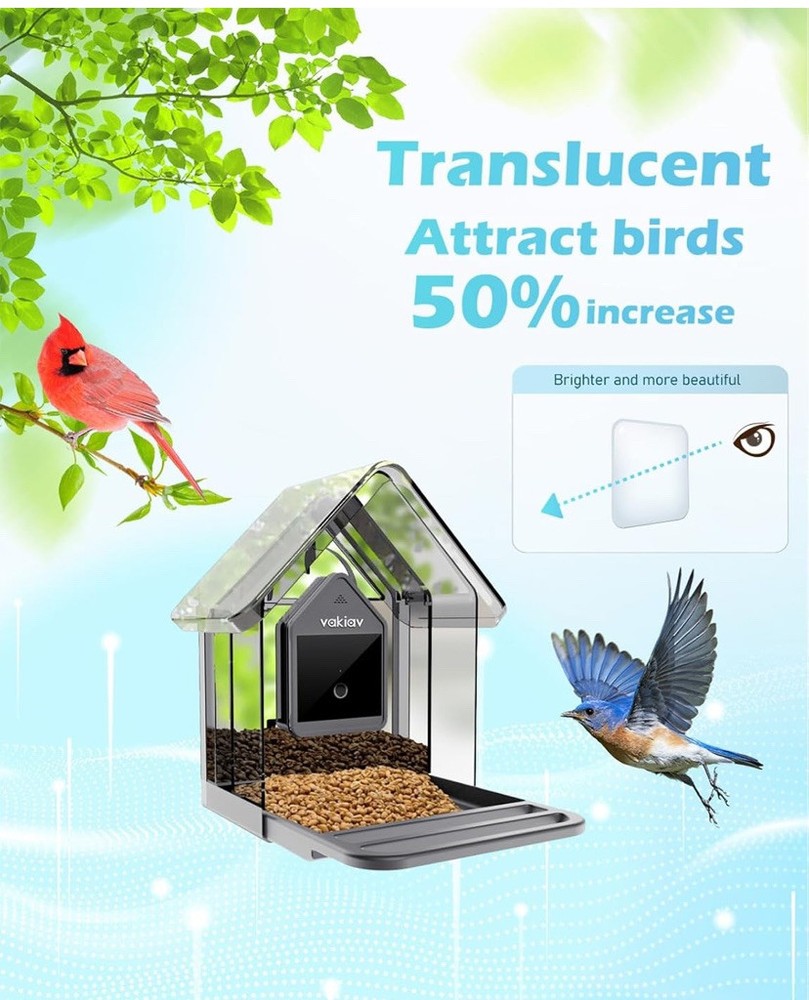 Bird Feeder Camera 100M Cloud Storage Reply 5W Solar Panel Outdoor Wireless Wild