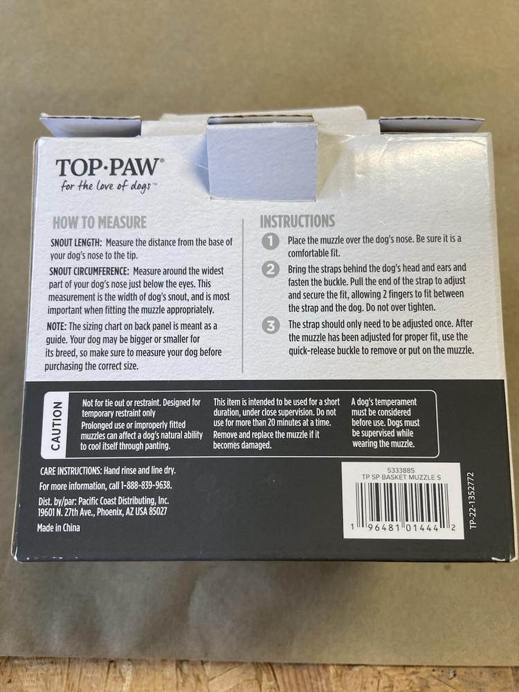 Top Paw Training Adjustable Dog/Canine Basket Muzzle (Small)