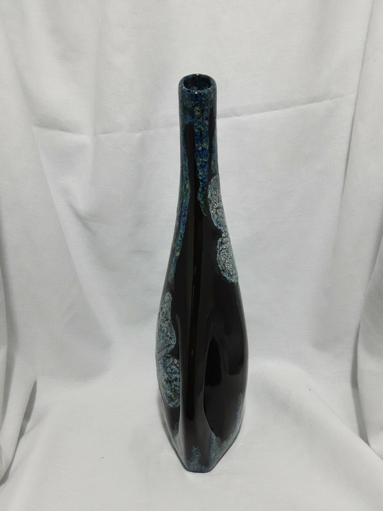 Signed Drip Pottery Pitcher With Butterflies