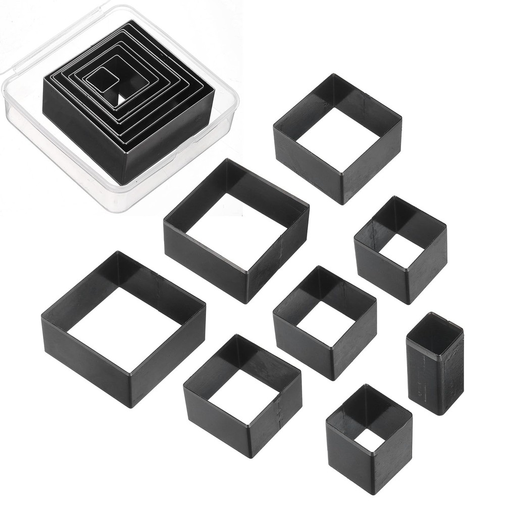 uxcell Leather Square Shape Punch Cutter Set 8 Sizes Silver Gray