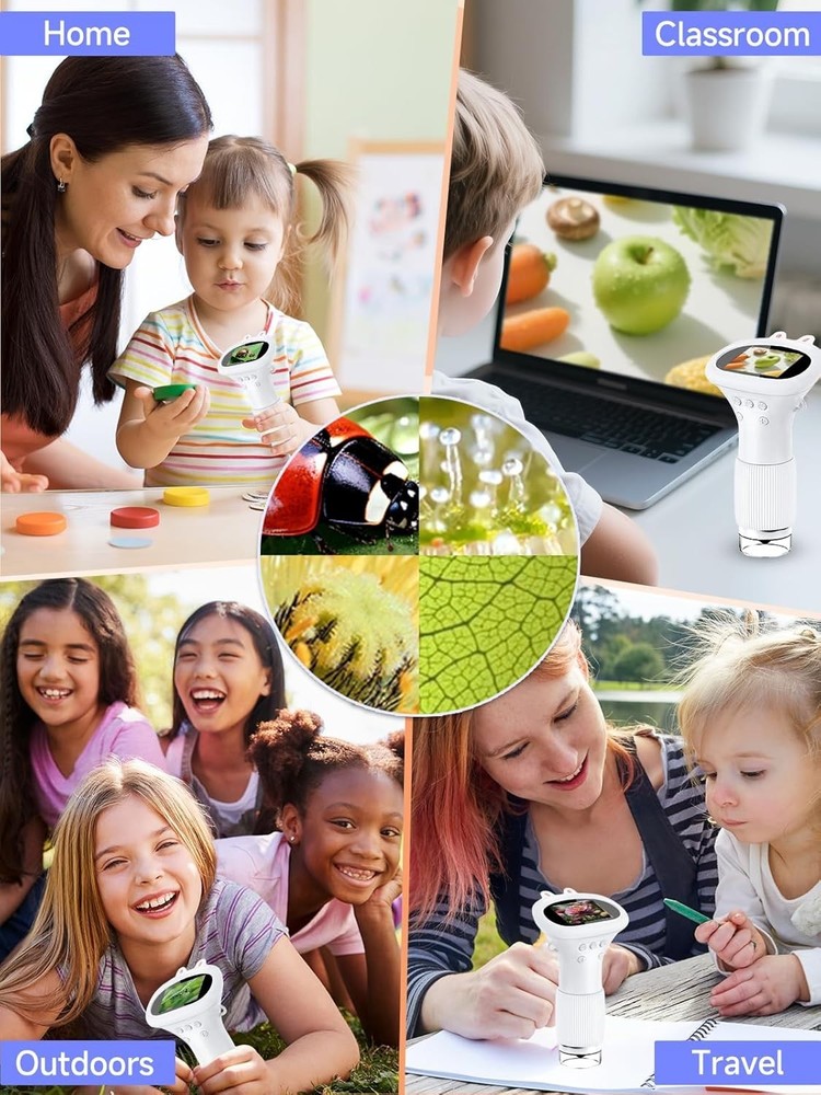 1000X Kids Microscope - 2.0'' Handheld Digital Mini Microscope for Learning