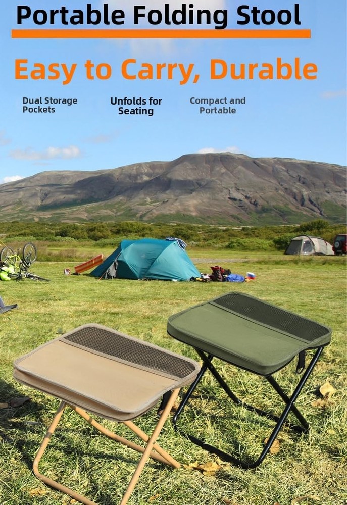 Portable Folding Camping Stool with Shoulder Strap, Suitable for Hiking, Fish...