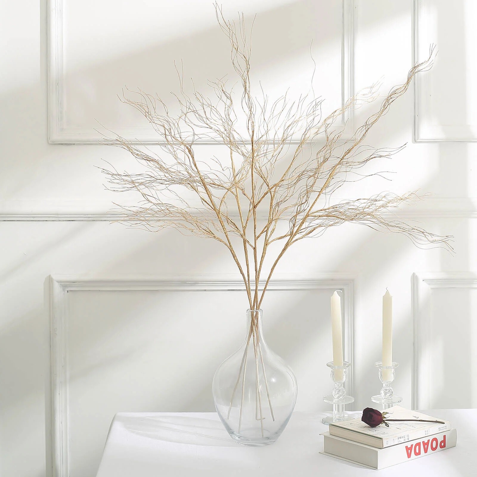 4 Metallic Gold 39" Long STEM Artificial Twigs Bendable Willow Sprays Events