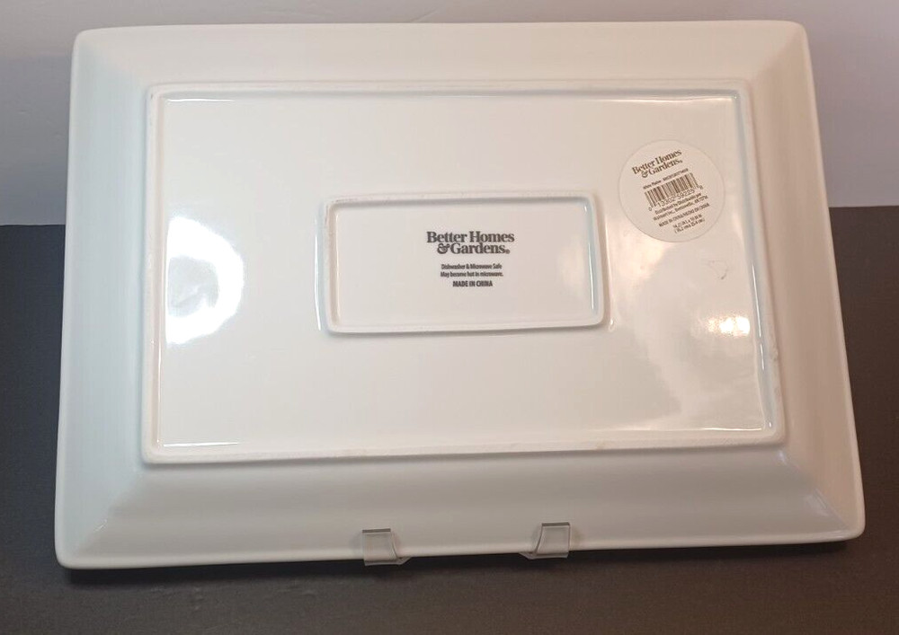Better Homes and Gardens White Rectangular Platter 14.25" x 10"