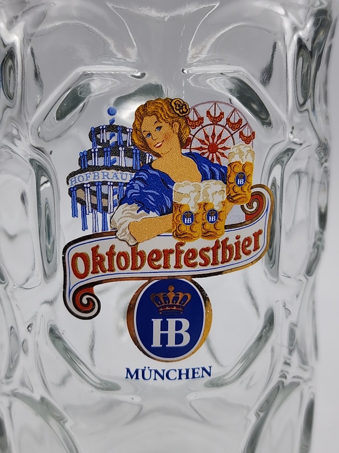 German Beer Stein Oktoberfest Bier Girl Carrying Steins Mugs 1 Liter