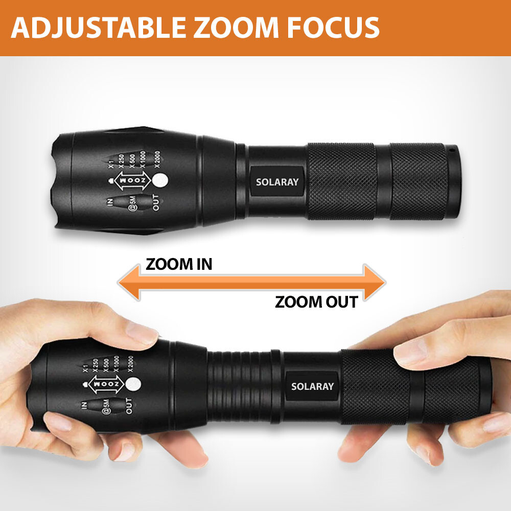Super Bright LED Tactical Flashlight Rechargeable Work Light w/ Holster (2-PACK)