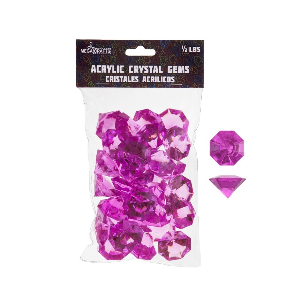 Mega Crafts - 1/2 Pound Acrylic Decorative Large Diamonds - Fuchsia