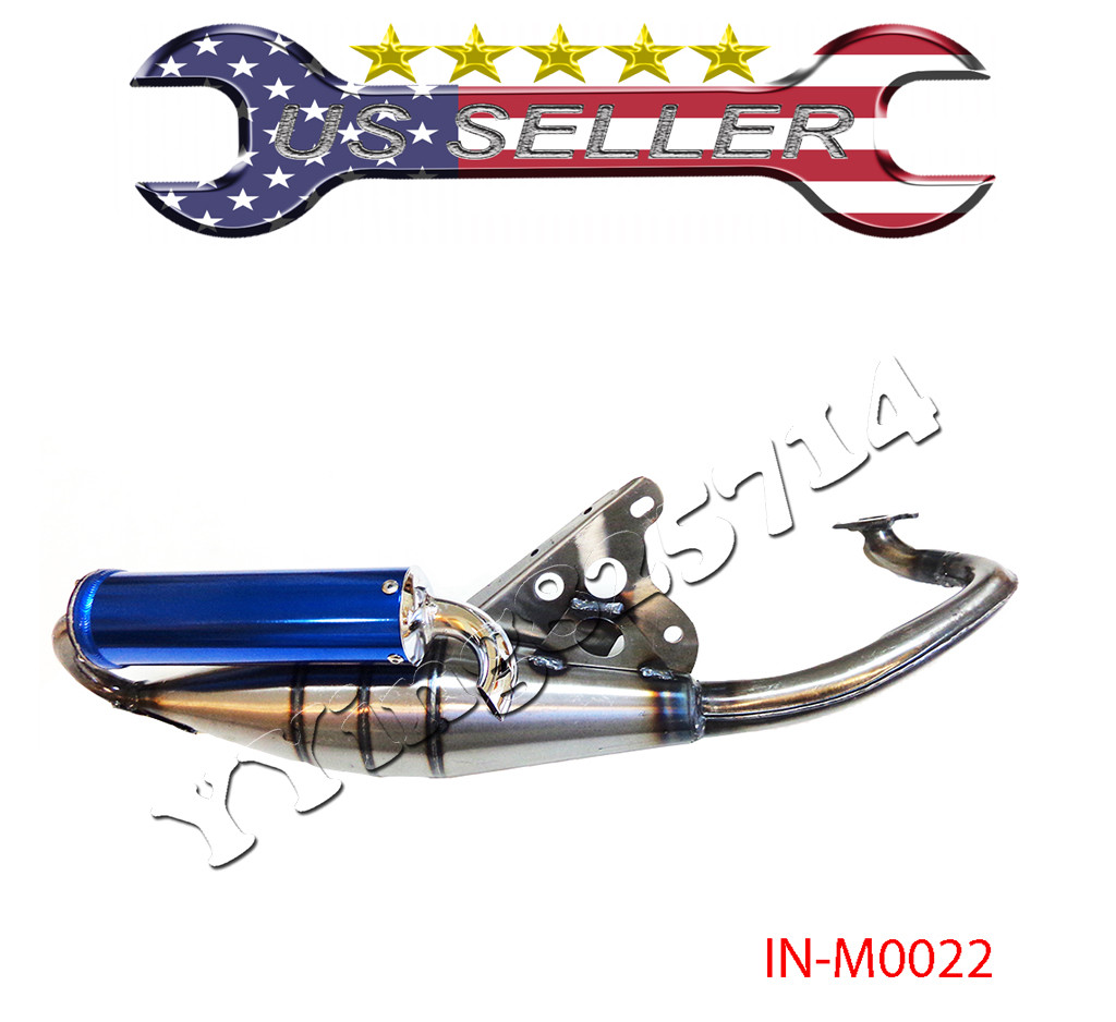 Performance Exhaust Pipe muffler yamaha 50cc Jog Scooter Moped Blue 1E40QMB