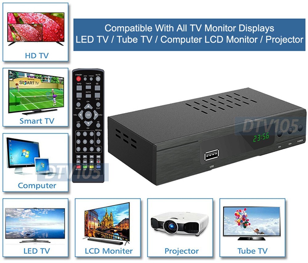 Digital ATSC Converter Box-Broadcast Channels Play Pause Program Scheduling