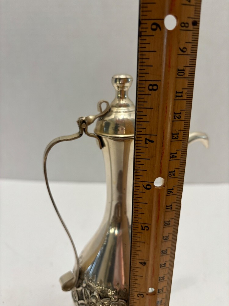 Middle Eastern Style COFFEE POT Silverplate Flower Embossed Band 12oz Vintage