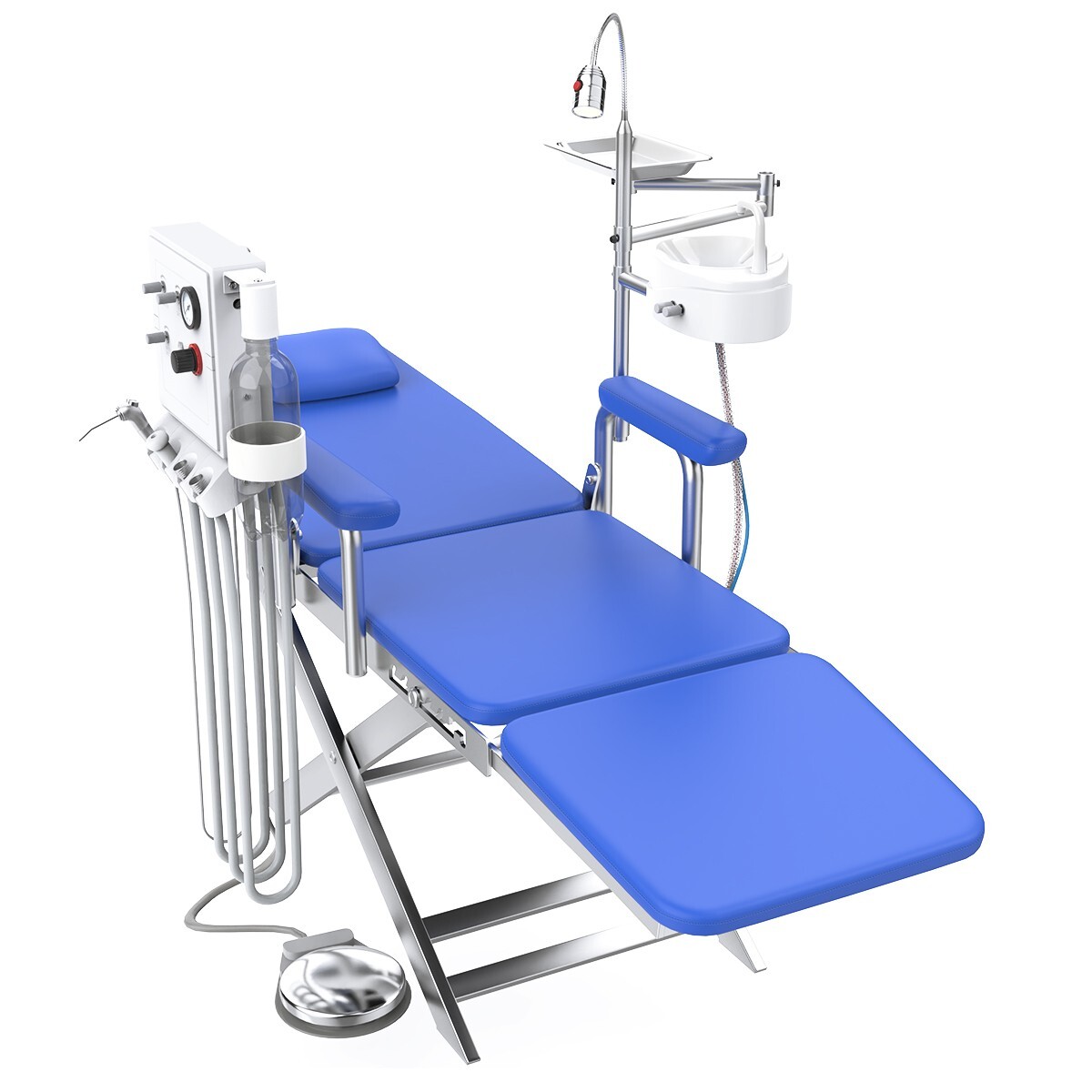 Dental Mobile Portable Chair LED Light Folding Chair +Air Turbine Unit Steel