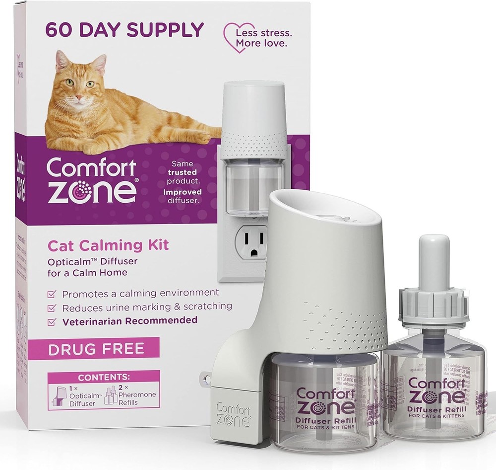 60 Day Starter Kit: 1 Cat Calming Diffuser & 2 Refills; Cat Pheromones Help A...