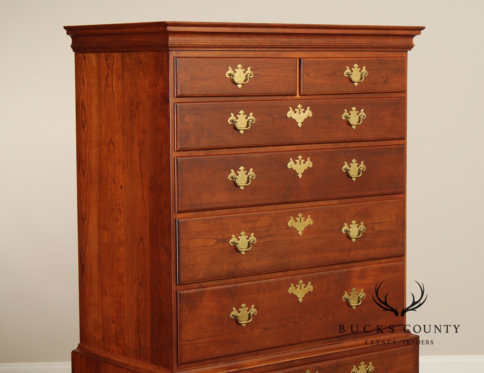 Custom Crafted Queen Anne Style Cherry Highboy Chest