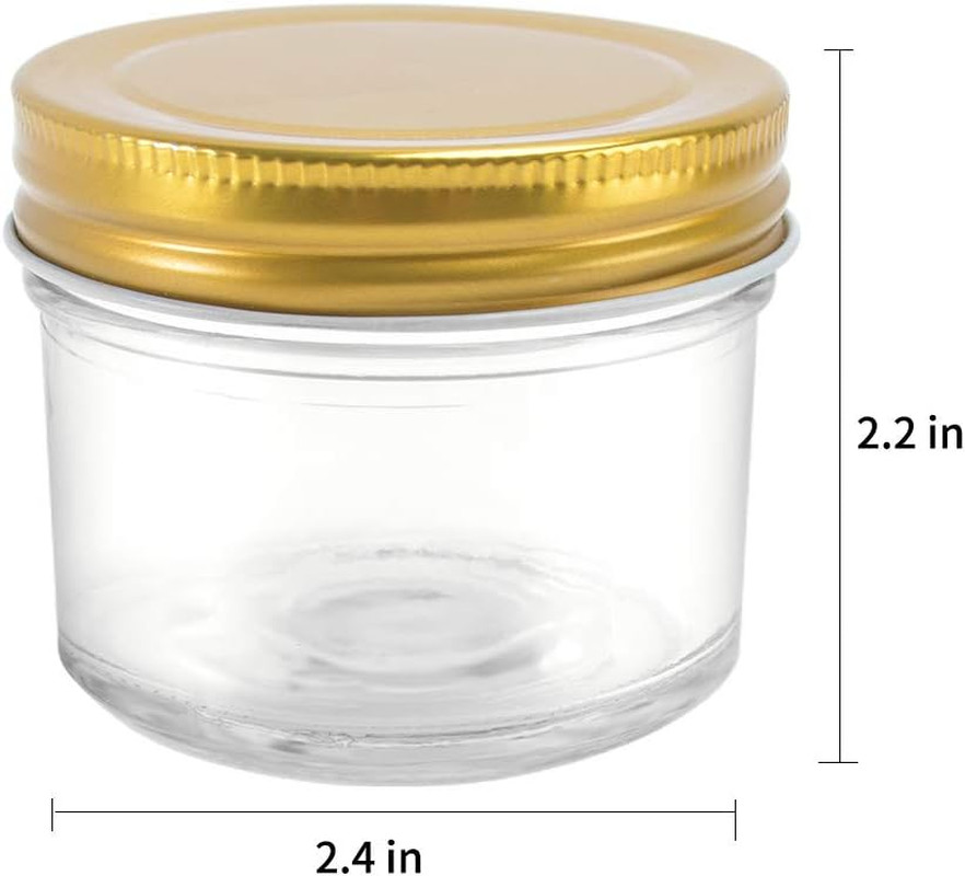 4 oz Clear Glass Jars with Metal Golden Lids, Pack of 40, 100ml