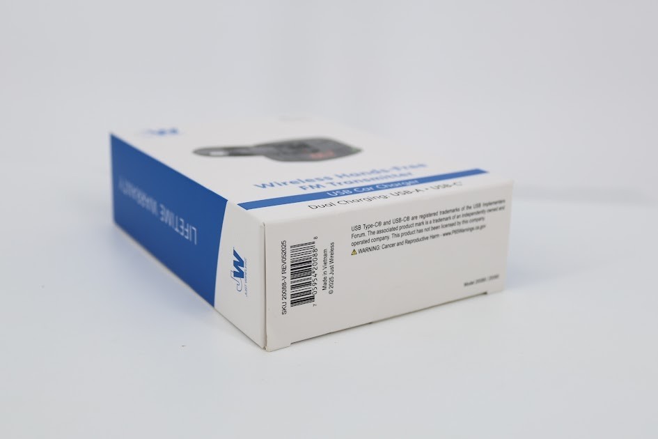 Just Wireless FM Transmitter with USB-C and USB-A Charging Port - Black