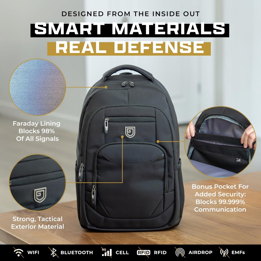 Faraday Backpack for Laptops and Phones - EMP Proof Electromagnetic Shielding