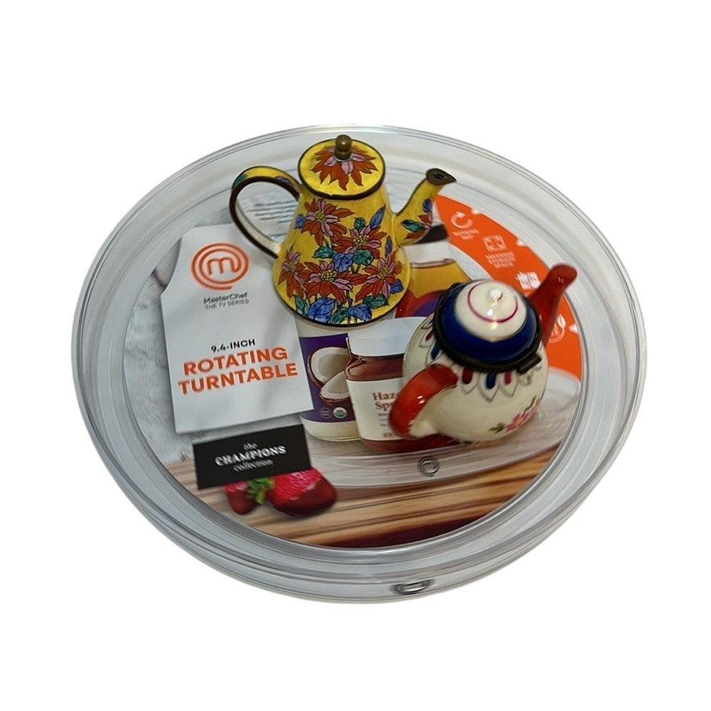 MasterChef Round Plastic Clear Turntable Food Storage Container for Kitchen