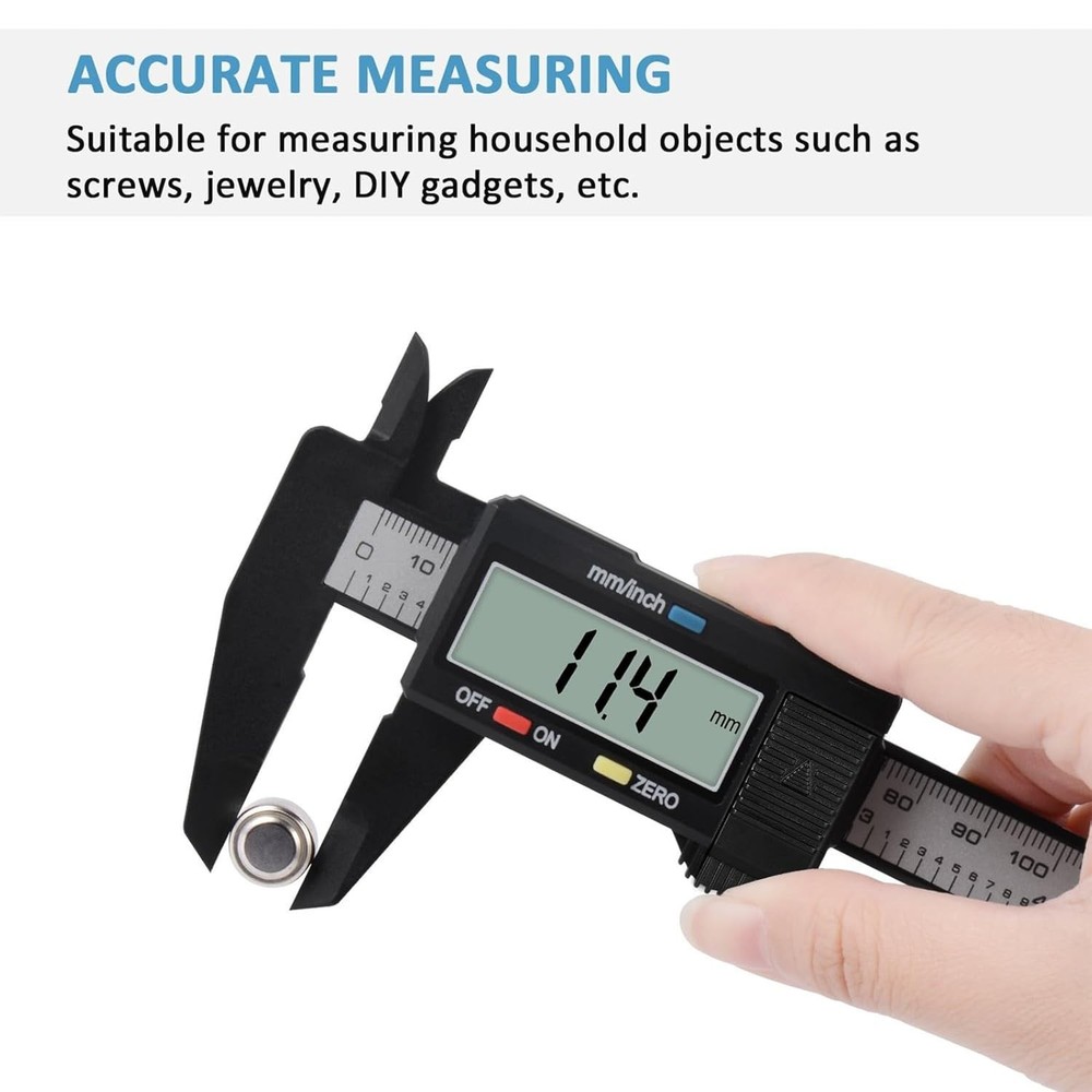 Lightweight 6-Inch Digital Caliper, Inch/mm Conversion, Smart Zero Functionality
